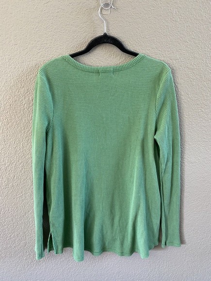 ANTHROPOLOGIE T.La GREEN NADIA CUT OUT THERMAL WAFFLE TUNIC TOP SMALL - Picture 5 of 12